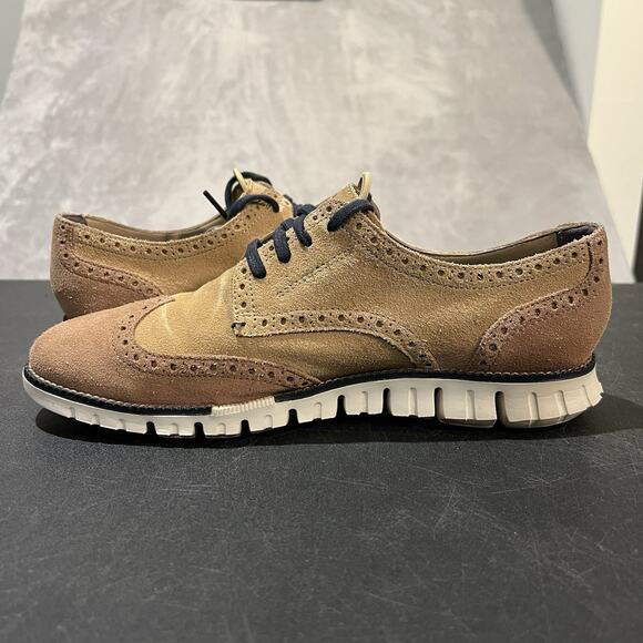 Cole Haan Zerogrand Suede Wingtip Oxfords Mens 8.5 Camel C20633 Casual Dress main image 9